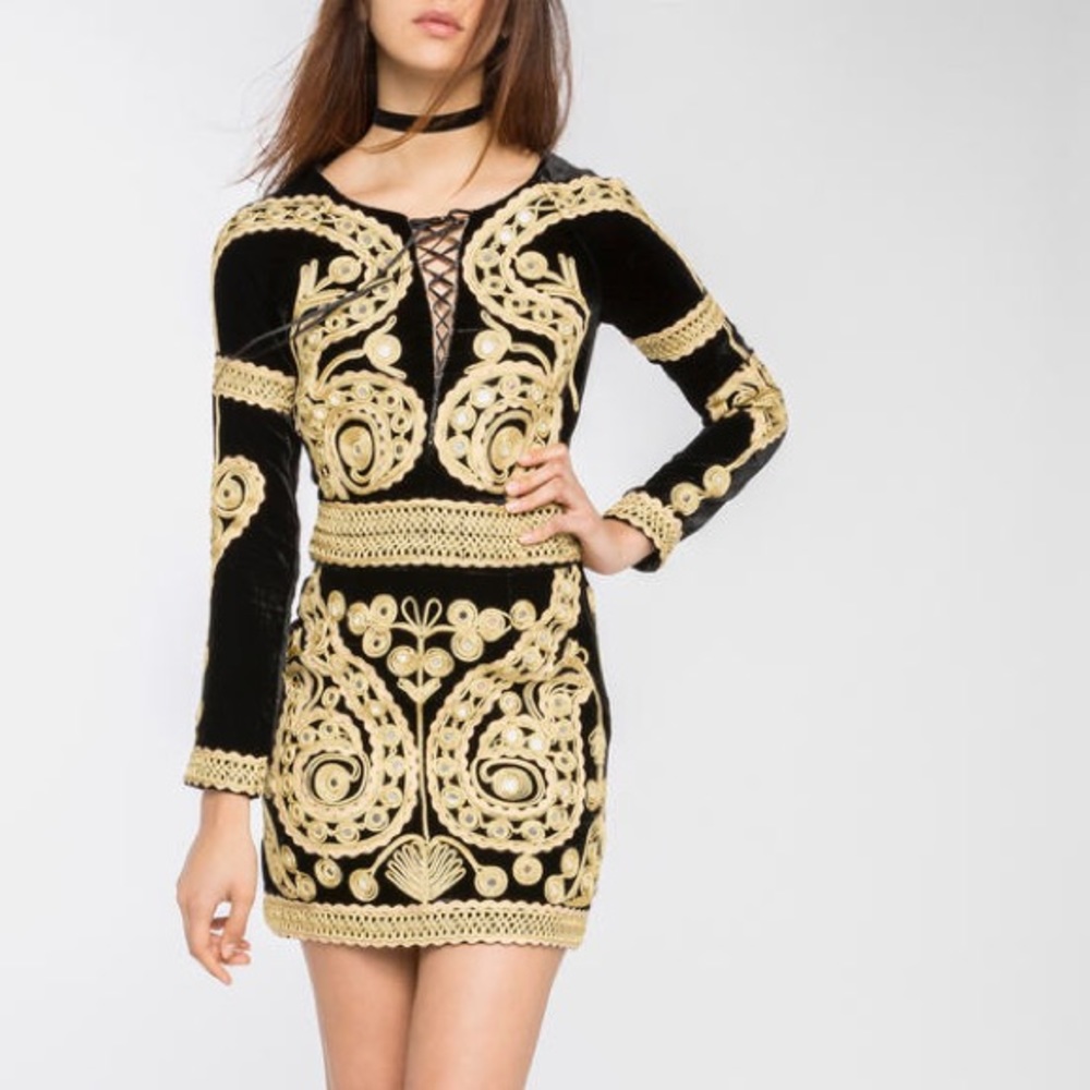 New Years Eve Velvet and Gold Dress